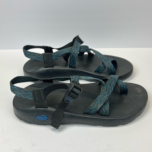 Chaco Z/2 Adjustable Strap Classic Sandals Men’s 13M Black Blue Toe Loop Hiking - Picture 2 of 9